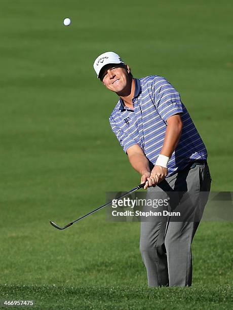 Freddie Jacobson of Sweden hits a shot on the 11th hole at La Quinta Country Club Course during the second round of the Humana Challenge in...