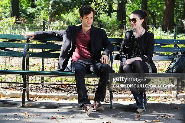 Michelle Trachtenberg and Penn Badgley are seen on set of 'Gossip Girl' on September 24, 2012 in New York City.