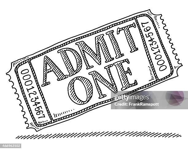 admit one-englischer ausdruck eintrittskarte zeichnung - ticketabriss stock-grafiken, -clipart, -cartoons und -symbole