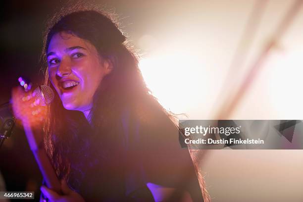 Ade Martin of Hinds performs onstage at the Hype/Gorilla vs. Bear showcase during the 2015 SXSW Music, Film + Interactive Festivale at Hype Hotel on...