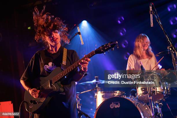 Carlotta Cosials and Amber Grimbergen of Hinds perform onstage at the Hype/Gorilla vs. Bear showcase during the 2015 SXSW Music, Film + Interactive...