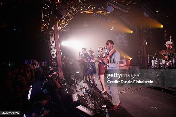 Leon Bridges performs onstage at the Hype/Gorilla vs. Bear showcase during the 2015 SXSW Music, Film + Interactive Festivale at Hype Hotel on March...