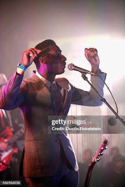 Leon Bridges performs onstage at the Hype/Gorilla vs. Bear showcase during the 2015 SXSW Music, Film + Interactive Festivale at Hype Hotel on March...