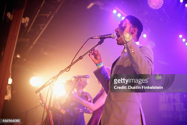Leon Bridges performs onstage at the Hype/Gorilla vs. Bear showcase during the 2015 SXSW Music, Film + Interactive Festivale at Hype Hotel on March...