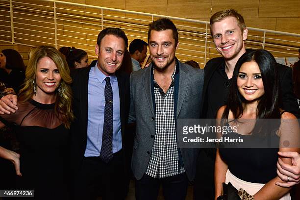 Trista Sutter, Chris Harrison, Chris Soules, Sean Lowe and Catherine Lowe attend WE Tv Presents: The Evolution of Relationship Reality Shows at The...
