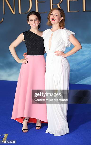 Sophie McShera and Holliday Grainger attend the UK Premiere of "Cinderella" at Odeon Leicester Square on March 19, 2015 in London, England.