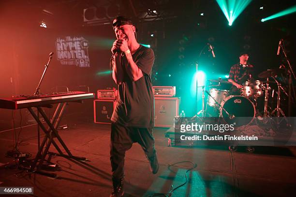Singer Autre Ne Veut performs onstage at the Hype/Gorilla vs. Bear showcase during the 2015 SXSW Music, Film + Interactive Festivale at Hype Hotel on...