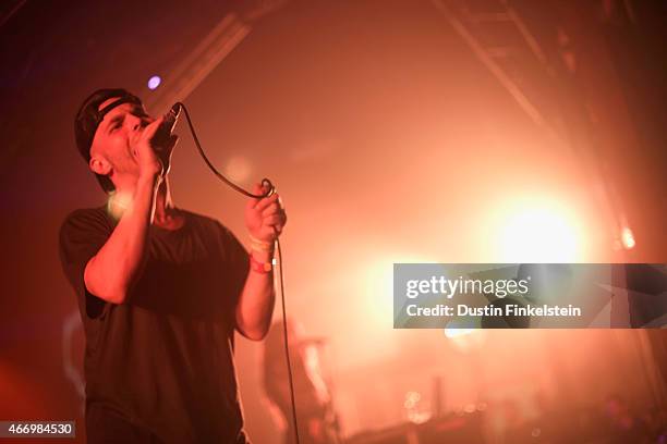 Singer Autre Ne Veut performs onstage at the Hype/Gorilla vs. Bear showcase during the 2015 SXSW Music, Film + Interactive Festivale at Hype Hotel on...