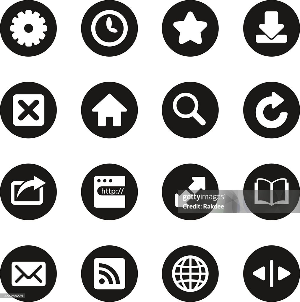 Navegador Web e de Intenet ícones-círculo preto Series