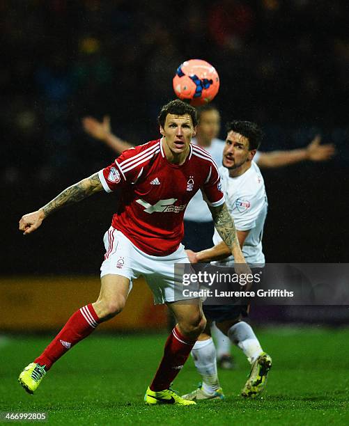 Darius Henderson of Nottingham Forest controls the ball during the FA Cup Fourth Round Replay match between Preston North End and Nottingham Forest...