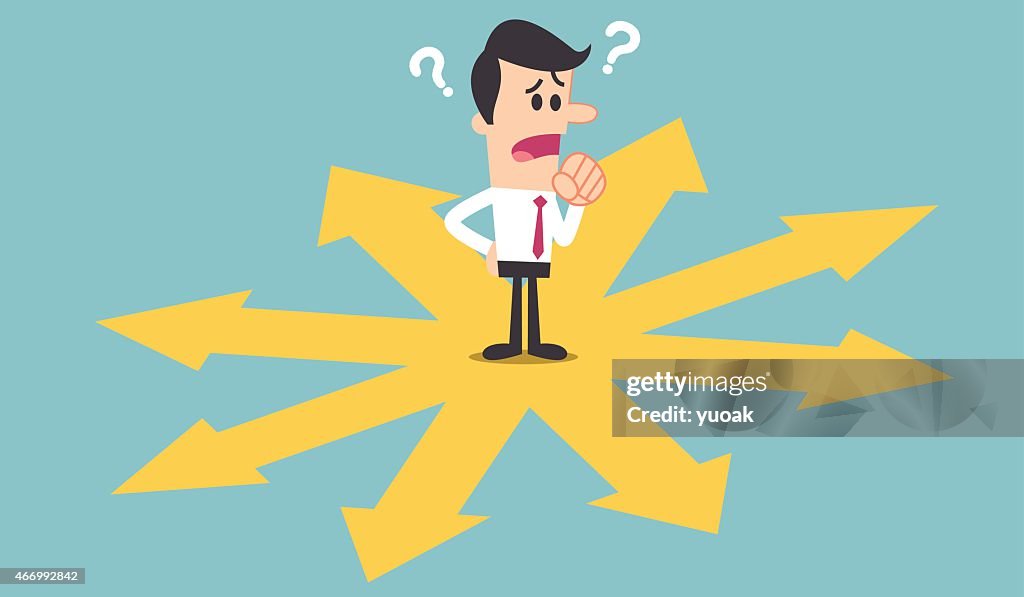 Confusing Direction Mem Cartoon Man Confused About Which Direction To Take High-Res Vector ...