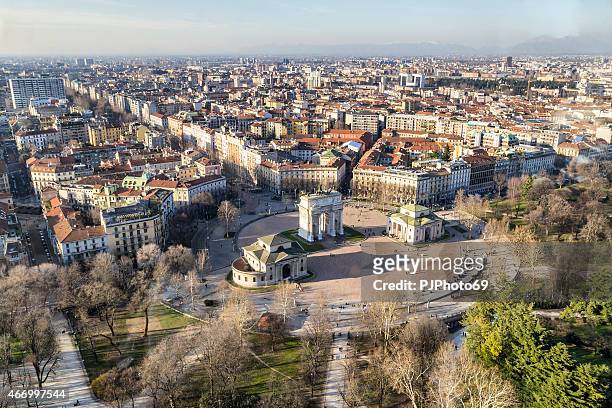an overview of the city of milan in italy - milan stock pictures, royalty-free photos & images