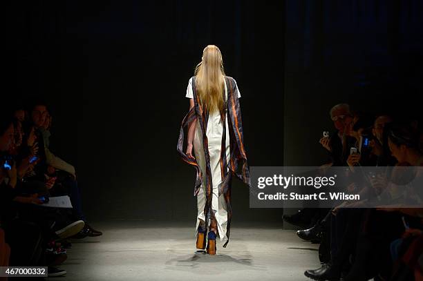 Model walks the runway at the Bashaques show during Mercedes Benz Fashion Week Istanbul FW15 on March 20, 2015 in Istanbul, Turkey.