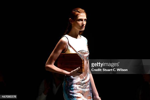 Model walks the runway at the Bashaques show during Mercedes Benz Fashion Week Istanbul FW15 on March 20, 2015 in Istanbul, Turkey.