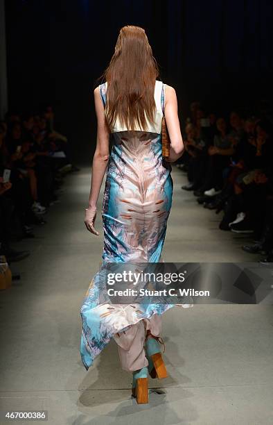 Model walks the runway at the Bashaques show during Mercedes Benz Fashion Week Istanbul FW15 on March 20, 2015 in Istanbul, Turkey.