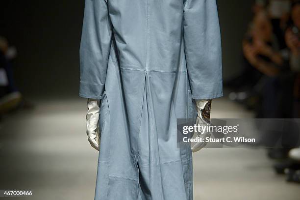 Model, detail, walks the runway at the Bashaques show during Mercedes Benz Fashion Week Istanbul FW15 on March 20, 2015 in Istanbul, Turkey.