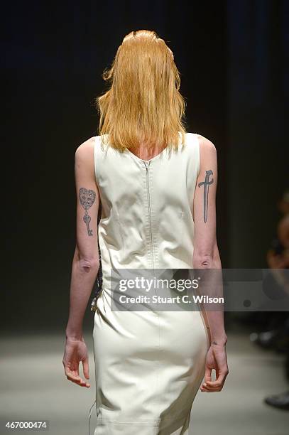 Model walks the runway at the Bashaques show during Mercedes Benz Fashion Week Istanbul FW15 on March 20, 2015 in Istanbul, Turkey.