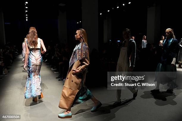 Models walk the runway at the Bashaques show during Mercedes Benz Fashion Week Istanbul FW15 on March 20, 2015 in Istanbul, Turkey.