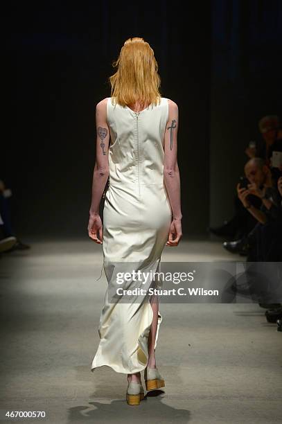 Model walks the runway at the Bashaques show during Mercedes Benz Fashion Week Istanbul FW15 on March 20, 2015 in Istanbul, Turkey.