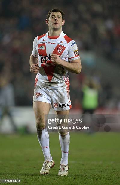 Paul Wellens of St Helens during the First Utility Super League match between St Helens and Warrington Wolves at Langtree Park on March 19, 2015 in...