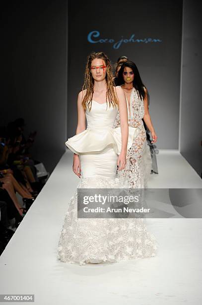 Model walks the runway during Coco Johnsen fashion show at The Reef on March 19, 2015 in Los Angeles, California.