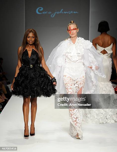 Designer Coco Johnsen walks the runway during Coco Johnsen fashion show finale at The Reef on March 19, 2015 in Los Angeles, California.