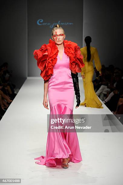 Model walks the runway during Coco Johnsen fashion show at The Reef on March 19, 2015 in Los Angeles, California.