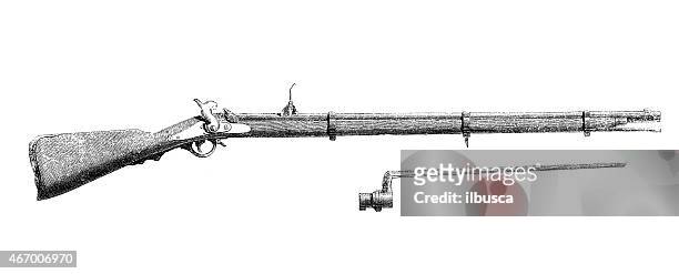 ilustrações, clipart, desenhos animados e ícones de antigo ilustração de rifle baioneta - rifle