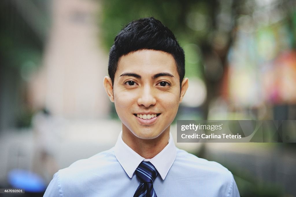 Front on portrait of a young businessman