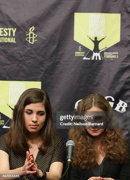 Nadezhda Tolokonnikova and Maria Alyokhina of Pussy Riot attend the Amnesty International Concert presented by the CBGB Festival at Barclays Center...