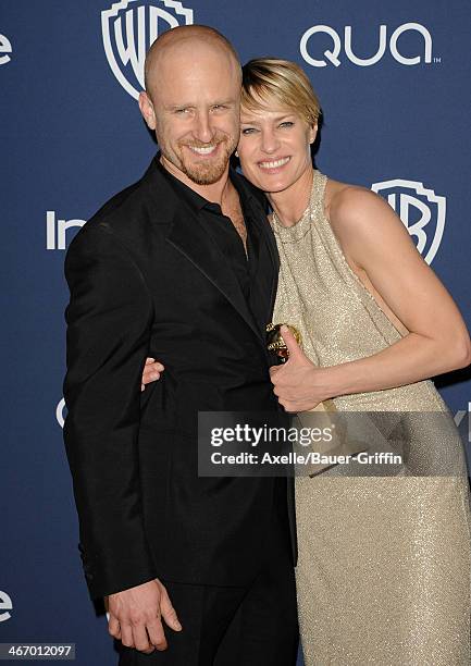 Actors Ben Foster and Robin Wright arrive at the 2014 InStyle And Warner Bros. 71st Annual Golden Globe Awards Post-Party at The Beverly Hilton Hotel...