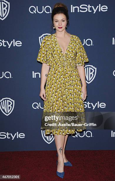 Actress Amber Tamblyn arrives at the 2014 InStyle And Warner Bros. 71st Annual Golden Globe Awards Post-Party at The Beverly Hilton Hotel on January...