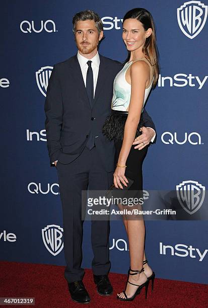 Actor Dave Annable and actress Odette Annable arrive at the 2014 InStyle And Warner Bros. 71st Annual Golden Globe Awards Post-Party at The Beverly...