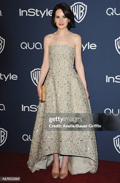 Actress Michelle Dockery arrives at the 2014 InStyle And Warner Bros. 71st Annual Golden Globe Awards Post-Party at The Beverly Hilton Hotel on...