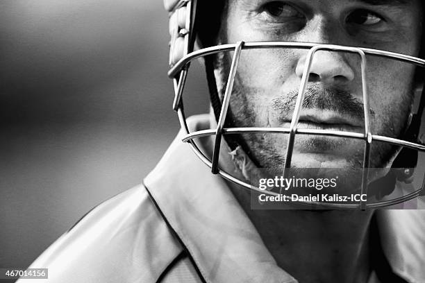 David Warner of Australia walks from the field after being dismissed during the 2015 ICC Cricket World Cup match between Australian and Pakistan at...