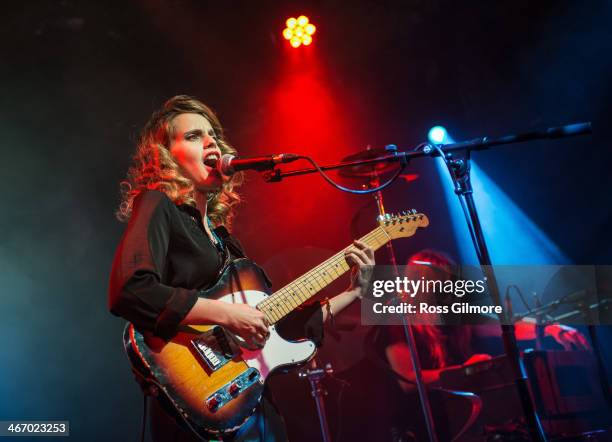 Anna Calvi performs on stage at The Arches on February 5, 2014 in Glasgow, United Kingdom.