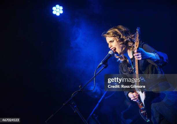 Anna Calvi performs on stage at The Arches on February 5, 2014 in Glasgow, United Kingdom.