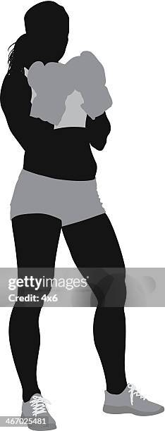 silhouette of a female boxer - daisy dukes stock illustrations