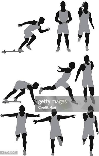 track and field athlete in action - starting block stock illustrations