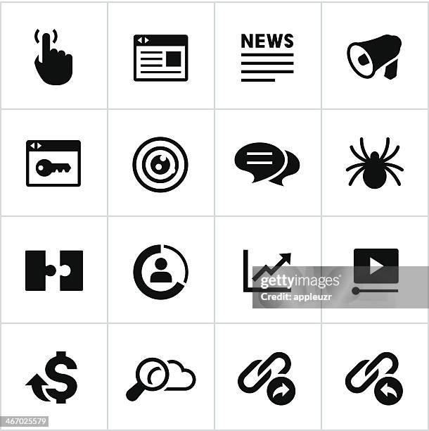 black seo icons - indexing stock illustrations