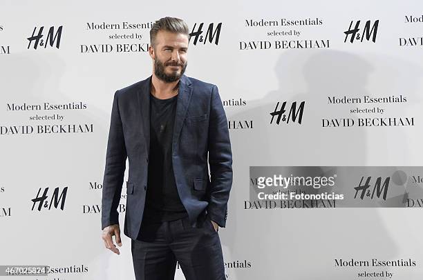 David Beckham presents the Modern Essentials by H&M collection at H&M Gran Via store on March 20, 2015 in Madrid, Spain.