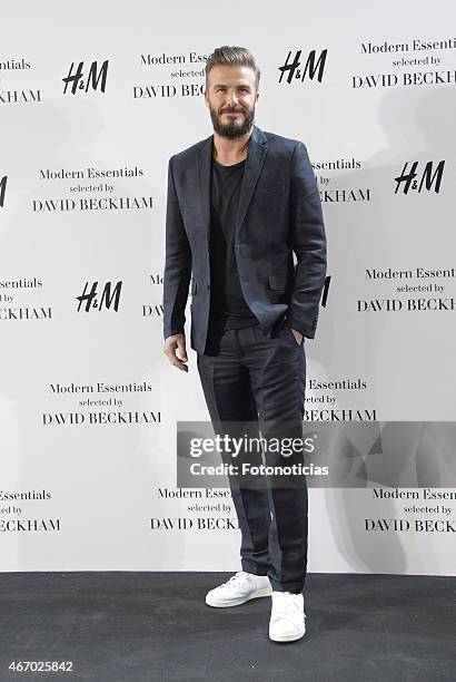 David Beckham presents the Modern Essentials by H&M collection at H&M Gran Via store on March 20, 2015 in Madrid, Spain.