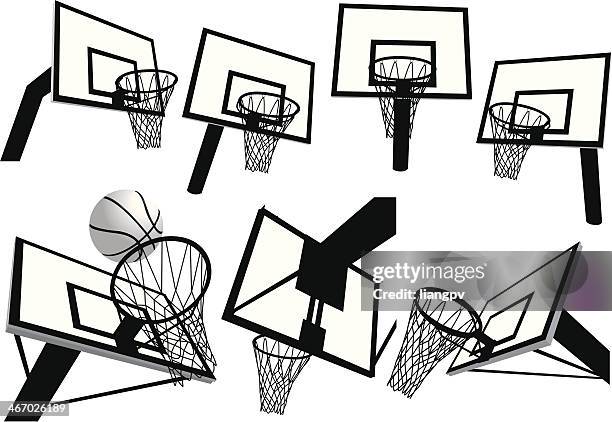 ilustraciones, imágenes clip art, dibujos animados e iconos de stock de net de básquetbol - canasta de baloncesto