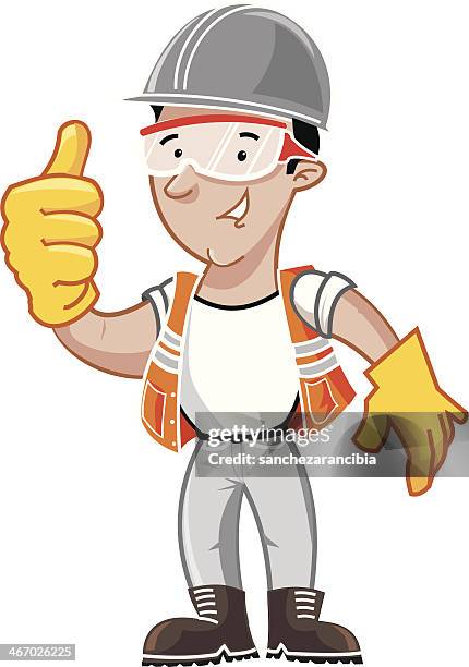 stockillustraties, clipart, cartoons en iconen met cartoon worker - security - reflective clothing