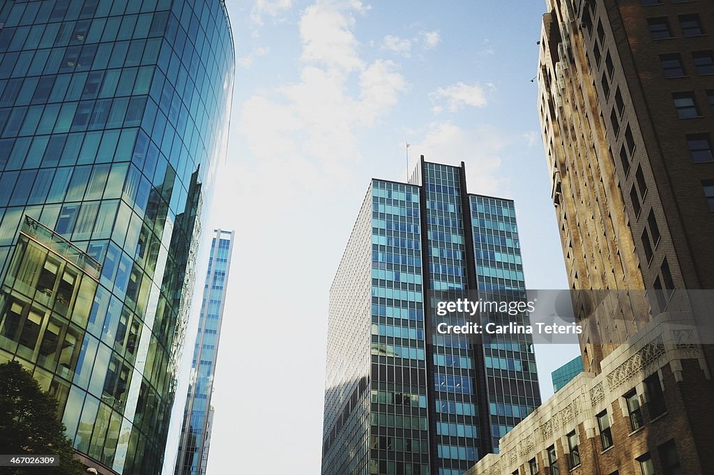 Old and new office towers, downtown Vancouver