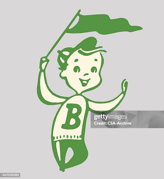 boy waving flag - solid rocket booster stock illustrations