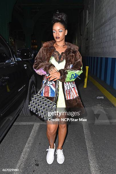 Rihanna is seen on March 19, 2015 in New York City.