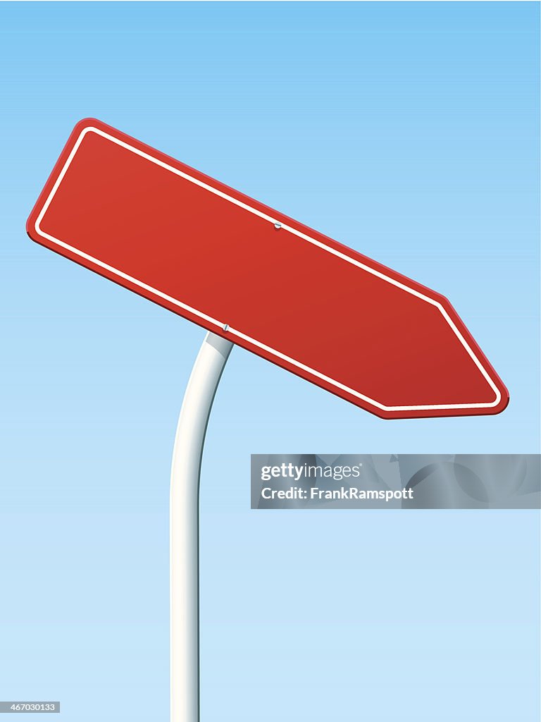 Red Konzept Pfeil nach unten gebeugt Road Sign