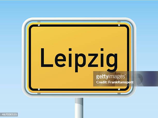 leipzig place st michel deutsche city road sign - saxony stock-grafiken, -clipart, -cartoons und -symbole