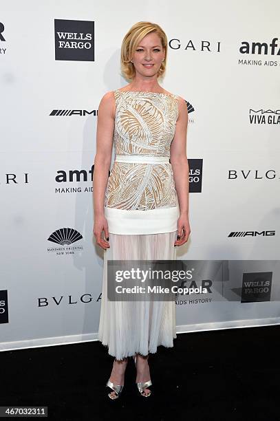 Actress Gretchen Mol attends the 2014 amfAR New York Gala at Cipriani Wall Street on February 5, 2014 in New York City.